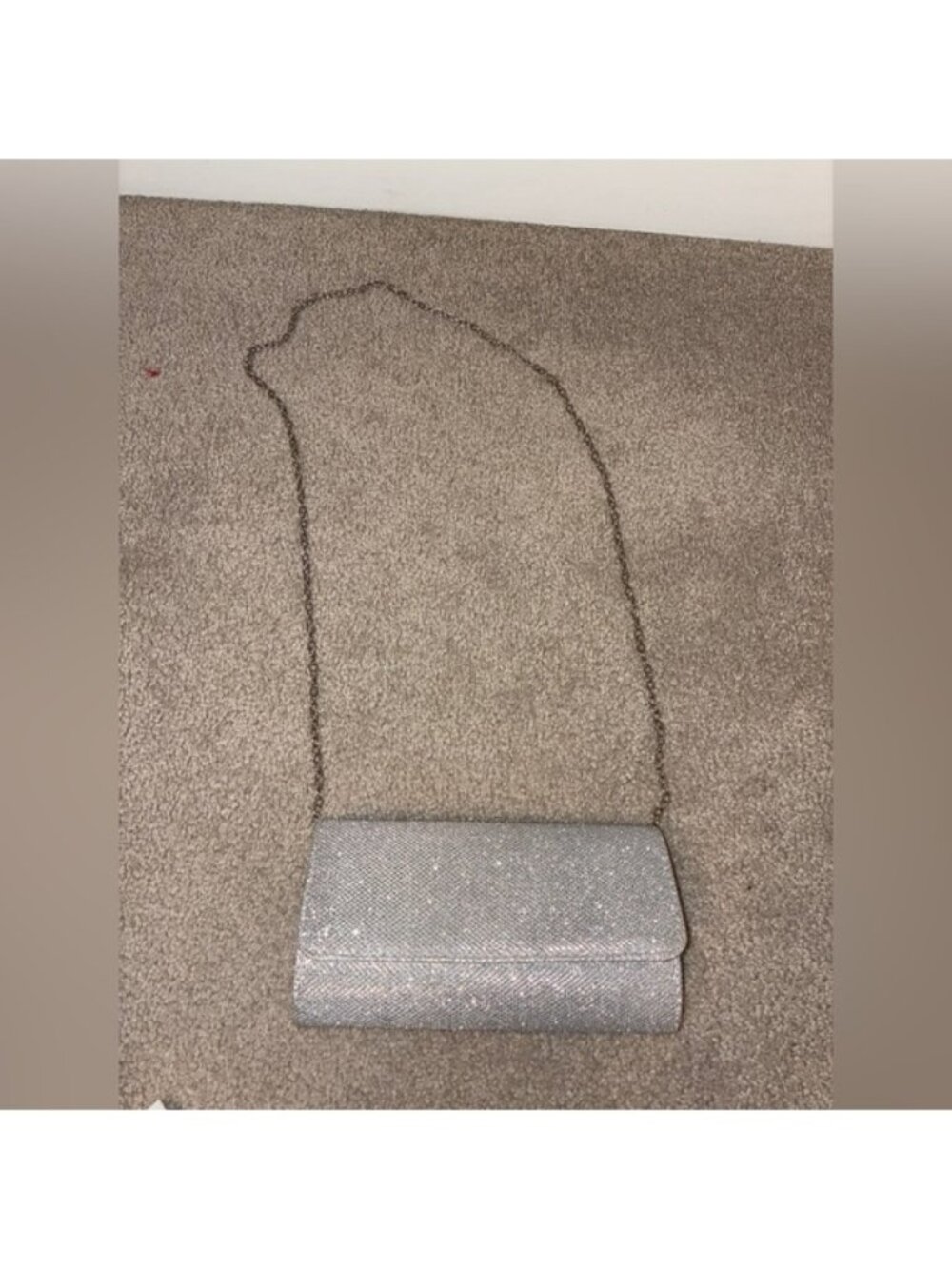 Silver Glitter Evening Bag New Without Tags